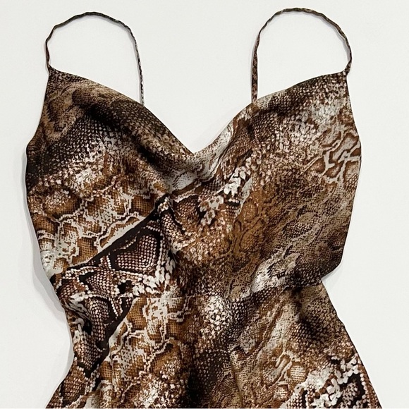 NWT Guess Snake Print Slip Mini Dress S Eco Lucy Cowl-Neck Slip Party Dress - Picture 5 of 13